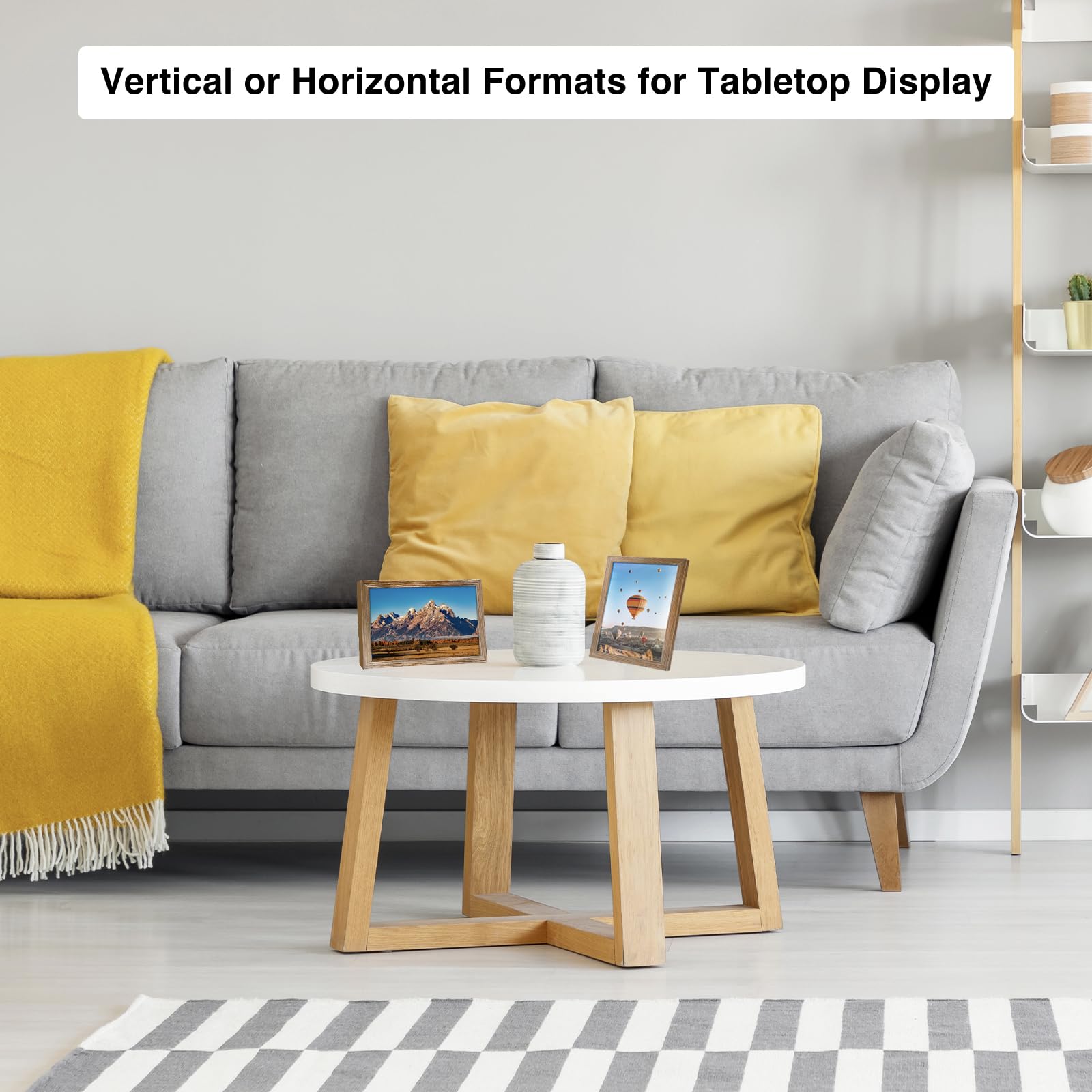 8.5x12 Picture Frame Rustic Brown for Wall Hanging or Tabletop, Wall Mounting Horizontally or Vertically, 8.5 x 12 Wall Gallery